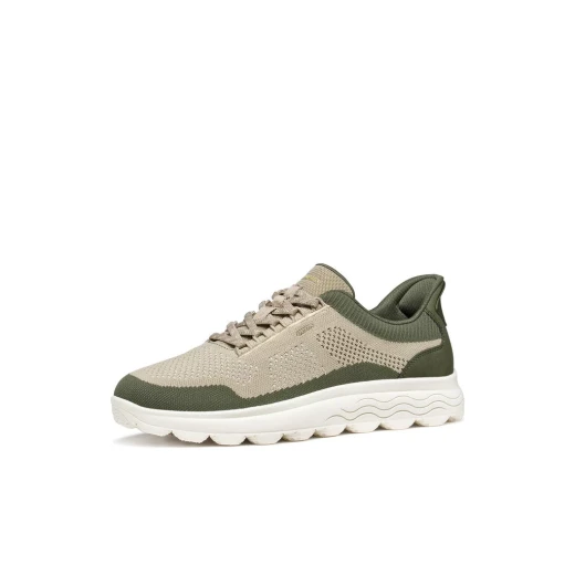 Geox Spherica Plus Men's Olive Sneakers: Hands Free Fit, Breathable Knitted Fabric, Nubuck Effect, Ultra Cushioned Comfort, Size 45, Casual Style - Image 4