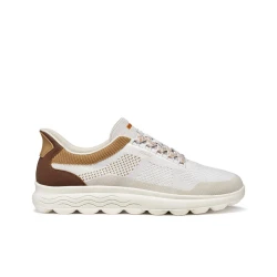Geox Spherica Plus Men's Sneaker Off White Size 41, Hands Free Fit, Breathable Knitted Fabric, Nubuck Effect, Ultra Cushioned Comfort for Everyday Wear, ITEMCODE U65MPE.06KEK.C1999