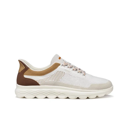 Geox Spherica Plus Men's Sneaker Off White Color Knitted Fabric Nubuck Effect Breathable Cushioned Hands Free Fit Size 40 Casual Shoes Comfort Style U65MPE.06KEK.C1999 - Geox - Image 2