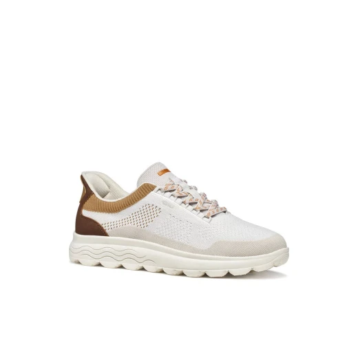 Geox Spherica Plus Men's Sneaker Off White Color Knitted Fabric Nubuck Effect Breathable Cushioned Hands Free Fit Size 40 Casual Shoes Comfort Style U65MPE.06KEK.C1999 - Geox - Image 3