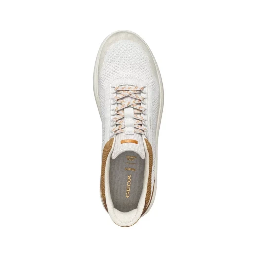 Geox Spherica Plus Men's Sneaker Off White Color Knitted Fabric Nubuck Effect Breathable Cushioned Hands Free Fit Size 40 Casual Shoes Comfort Style U65MPE.06KEK.C1999 - Geox - Image 7