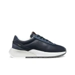 Metropoli Man Navy Sneakers Size 46 Soft Nappa Leather and Nubuck Running Inspired Casual Shoes for Men - Metropoli man