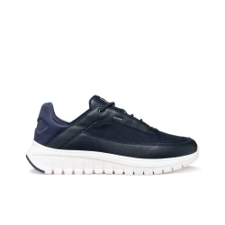 Flextride R Man Navy Running Sneakers Featuring Woven Fabric and Suede Upper for Men's Sporty Casual Outfits, Provides Comfort and Flexibility, Size 44