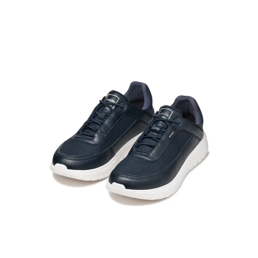 Flextride R Man Navy Sneakers Men's Running Inspired Shoes Woven Fabric Suede Upper Comfort Flexibility Elasticity Modern Sporty Casual Outfits Size 40 - Geox - Image 7
