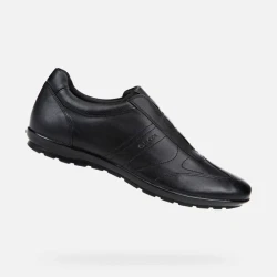 Geox Symbol Man Slip On Shoes Black Leather 41 Casual Breathable