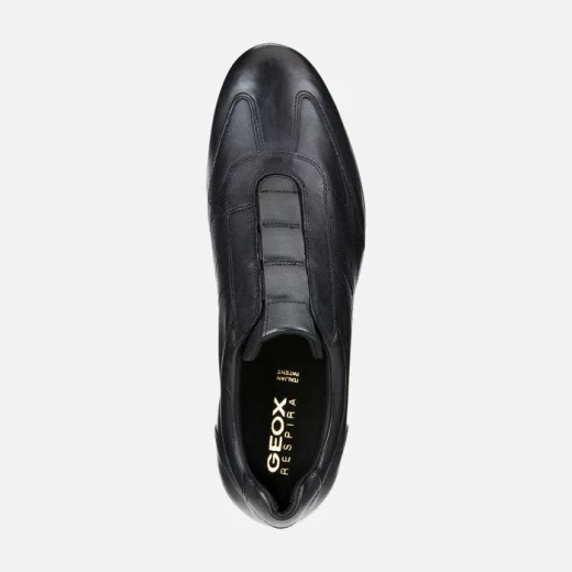 Geox Symbol Man Slip On Shoes Black Leather 41 Casual Breathable - Geox - Image 4