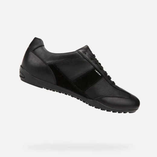 Geox Symbol Man Black Leather Shoes Size 41 Waterproof Breathable Sole Comfortable All Day Wear Men's Footwear Fast Delivery Easy Exchange