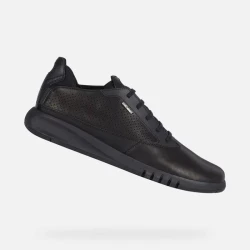 Geox Aerantis Man Sneakers Black Leather 41 Ultra Breathable Comfort