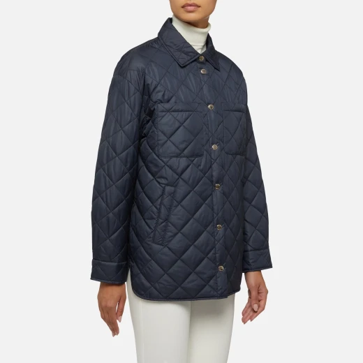 جاكيت جيوكس آشلي النسائي متوسط الطول مبطن باللون الأزرق الداكن بتصميم الماس و من البوليستر المقاوم للرياح، مقاس 50 - جيوكس - Image 2