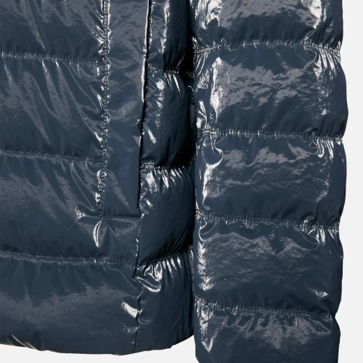Geox Myluse Women's Short Hooded Puffer Jacket Windproof Black, Crafted From Creased Effect High Shine Nylon With Premium Padding, Winter Cold Protection Size 44 - Geox - Image 8