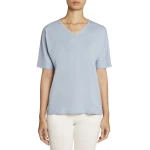 Geox Women's V Neck T Shirt Light Blue Slub Cotton Jersey Size L - Geox