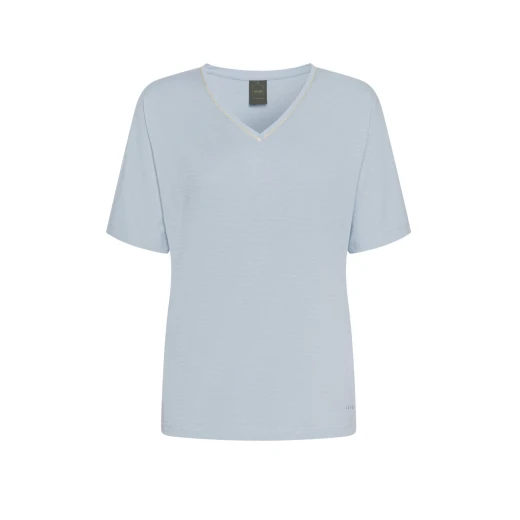 Geox Women's V Neck T Shirt Light Blue Slub Cotton Jersey Size L - Geox - Image 3