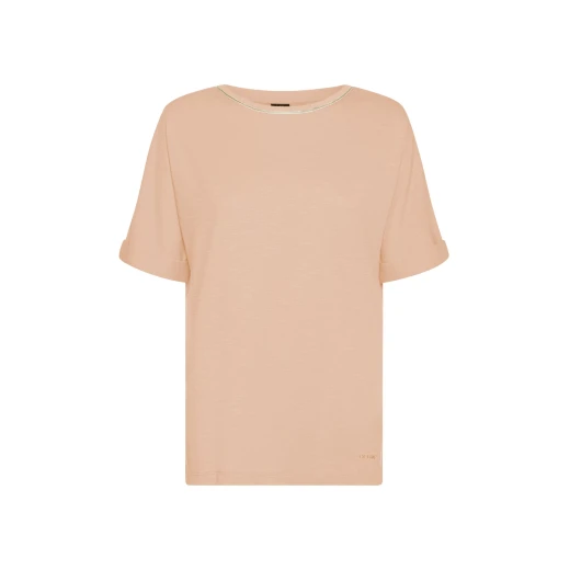 Geox Women's Pink Slub Cotton T Shirt, Round Neck, Short Sleeve, Size Small - Geox - Image 2
