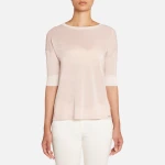 Geox Women's Boat Neck T Shirt Rose XL Recycled Lurex Jersey - Geox