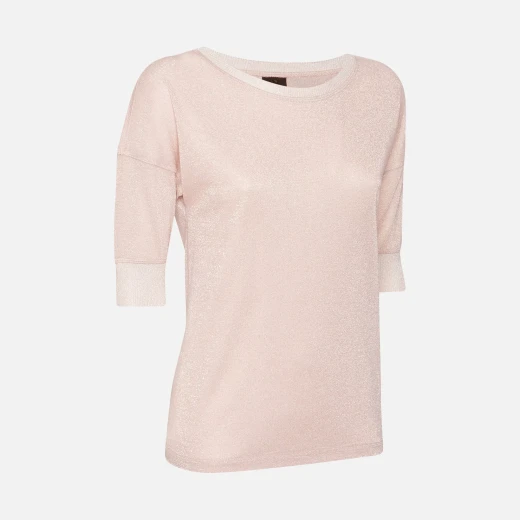 Geox Women's Boat Neck T Shirt Rose XL Recycled Lurex Jersey - Geox - Image 3