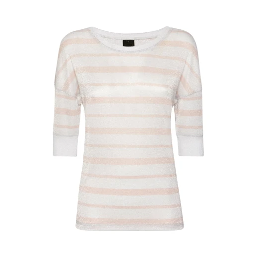 Geox Women's Off White Recycled Lurex Jersey T Shirt Boat Neckline Size L - Geox - Image 3
