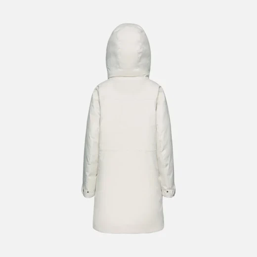 GENDY ABX Woman's Milk White Longline Parka Jacket Waterproof Breathable for City Life 50 Size Sustainable Fill Removable Hood Multiple Pockets Winter Wear - Image 6