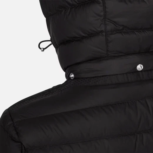 JAYSEN Woman's Longline Puffer Jacket Black with Removable Hood and Flared Cut. Versatile Urban Design for Women's Autumn Wear, Size 40. Features Fast Delivery and Easy Exchange. - Geox - Image 4