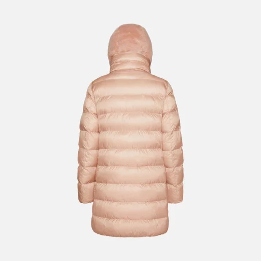 DESYA Woman Rose Longline Parka Jacket with Sustainable Fill for Bitterly Cold Weather, Featuring Detachable Bib and Eco Friendly Teddy Fleece Hood, Size 48 - Geox - Image 6