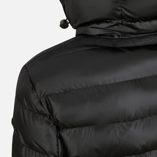 ZOSMA Woman's Hooded Anorak Jacket Black High Shine Satin Finish Winter Coat Size 46 Environmentally Friendly Padding Comfortable Protection Versatile Style - Geox - Image 4