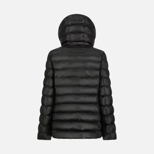 Zosma Women's Black Hooded Anorak Jacket with High Shine Satin Finish 44 Winter Warmth Fast Delivery Easy Exchange - Geox - Image 5