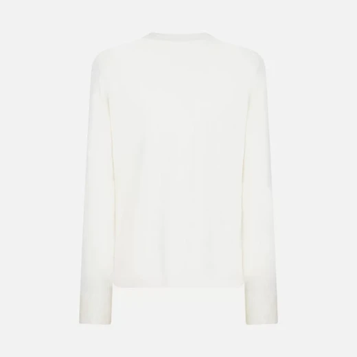 Geox Knit Woman Round Neck Sweater Off White Merino Wool Recycled Fibers Side Slits Size Small Everyday Feminine Style Pristine Design Item W3670B Fast Delivery - Image 4