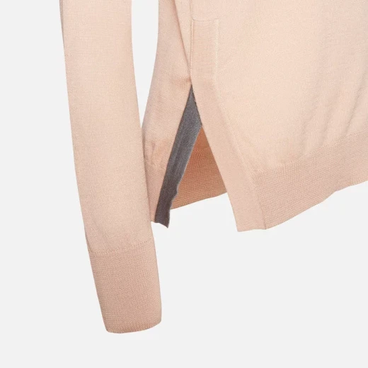 Geox Knit Woman Sweater Antique Rose Merino Wool Recycled Fibers Round Neck Side Slits XL Size Romantic Appeal Key Wardrobe Piece - Image 5