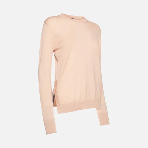 Geox Knit Woman Sweater Antique Rose Merino Wool Recycled Fibers Round Neck Side Slits XL Size Romantic Appeal Key Wardrobe Piece - Image 6