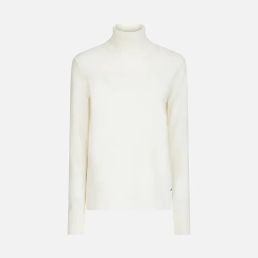 Cozy Knit Turtleneck Sweater for Women XL White Featuring Side Slits Contrast Detailing Merino Wool Recycled Fibers Versatile Comfortable Ideal for Layering Fast Delivery - Image 3