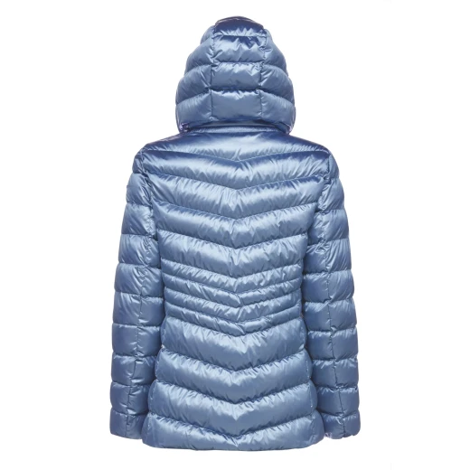 Geox Zosma Woman's Winter Jacket Detachable Hood Shiny Satin 50 Blue Recycled EcologicWARM Wadding Feminine Cut Cold Weather Protection Fast Delivery - Zosma - Image 3