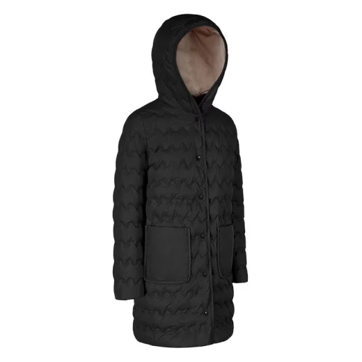 Myluse Women's Longline Parka Jacket Down Filled Black Color Size 46 Water Resistant Wind Blocking Recycled Polyester - Geox - Image 3