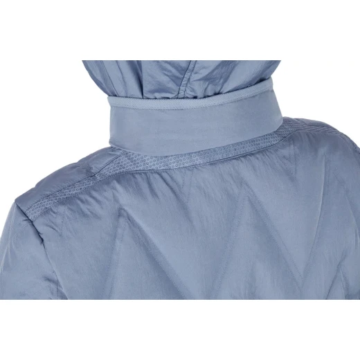 Plummery Down Jacket Woman Faded Denim Size 38 Detachable Hood Water Repellent Wind Blocking Crinkled Nylon Mid Length Winter Coat for City Living - Plummery - Image 7