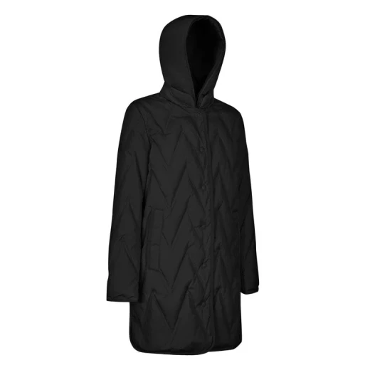 Nobis Plummery Jacket Woman Black Size 44 Waterproof Crinkled Nylon Down Coat Detachable Hood Recycled Lining Regenerated Down Fill Wind and Rain Protection Urban Aesthetic - Plummery - Image 3