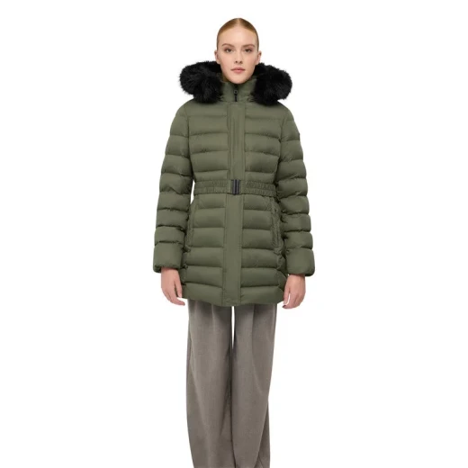 Catria Women's Longline Down Jacket Grape Leaf 40 Recycled Polyester - Geox - Image 2