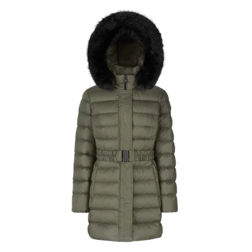 Catria Women's Longline Down Jacket Grape Leaf 40 Recycled Polyester - Geox - Image 3