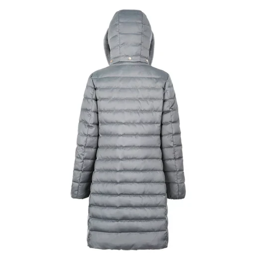 Bettanie Women's Longline Down Jacket Ghost Grey, Size 44, Winter Coat with Satin Fabric, Sustainable Padding, and Fur Trim Hood for Elegant City Wear. ITEMCODE: W5626H.T3122.F1787 - Image 10
