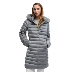 Bettanie Women's Longline Down Jacket Ghost Grey Size 42 Winter Coat