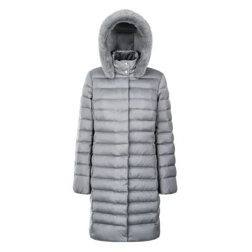 Bettanie Women's Longline Down Jacket Ghost Grey, Size 44, Winter Coat with Satin Fabric, Sustainable Padding, and Fur Trim Hood for Elegant City Wear. ITEMCODE: W5626H.T3122.F1787 - Image 3