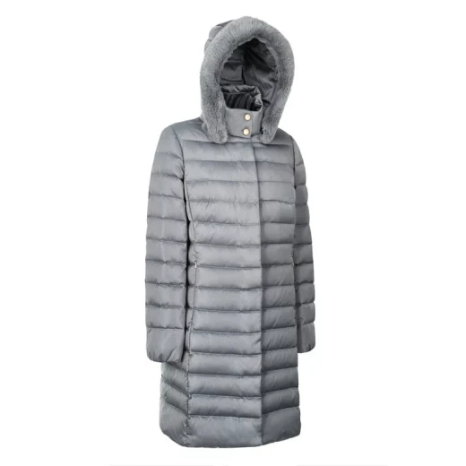 Bettanie Women's Longline Down Jacket Ghost Grey 38 Winter Coat - Geox - Image 4