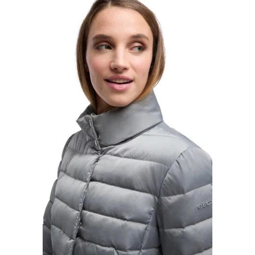Bettanie Women's Longline Down Jacket Ghost Grey Size 42 Winter Coat - Geox - Image 6