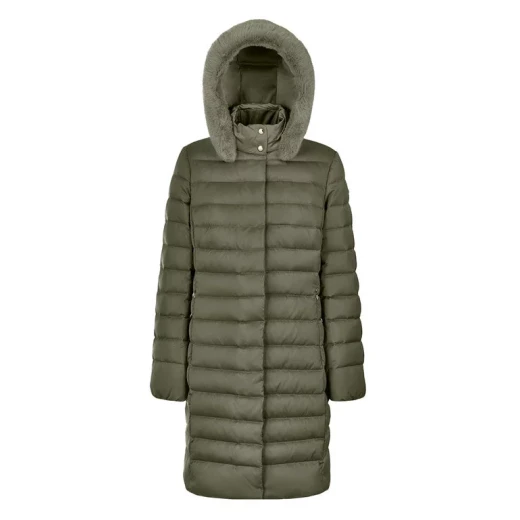 Bettanie Women's Longline Down Jacket Grape Leaf Size 38 Satin Winter Coat with Sustainable Padding and Fur Trim Hood Elegant City Style for Winter Days Bettanie Women's Longline Down Jacket Grape Leaf Size 38 Satin Winter Coat with Sustainable Padding and Fur Trim Hood Elegant City Style for Winter Days