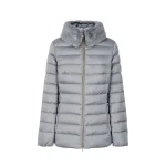 BETTANIE Woman Down Jacket with Fur Trim, Recycled Padding, and Satin Finish for Women | Hip Length Stylish Winter Coat | Grey, Size 50 - Bettanie