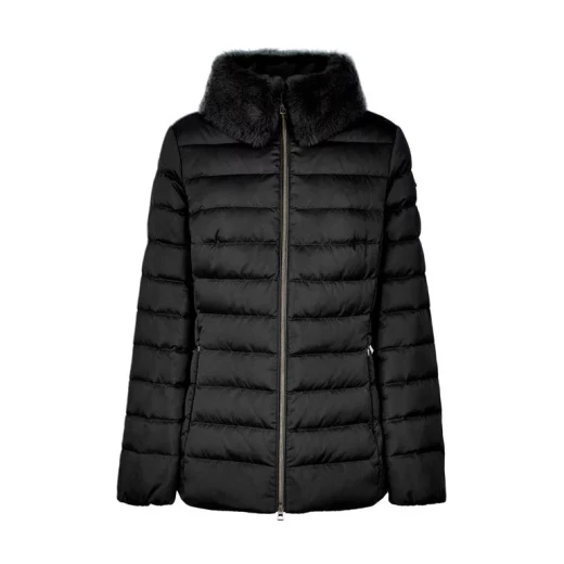 Bettanie Women's Down Jacket Black Satin Winter Coat with Fur Trim Size 38 Recycled Padding Stylish City Protection W5626T.T3122.F9000 - Geox - Image 2