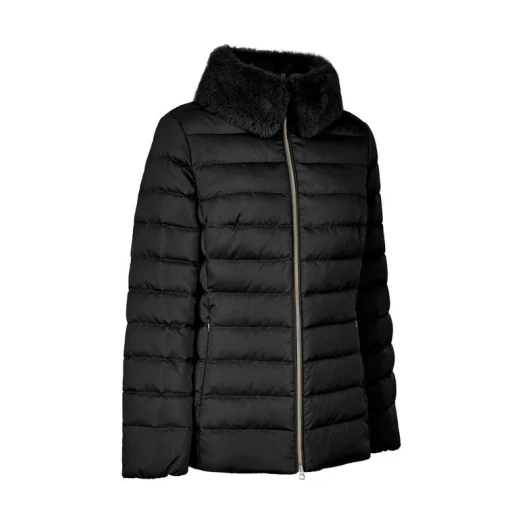 Bettanie Jacket Woman Black Satin Down Filled Winter Coat with Fur Trim 44 for Stylish Protection and Feminine Aesthetic - Geox - Image 3