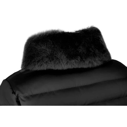Bettanie Jacket Woman Black Satin Down Filled Winter Coat with Fur Trim 44 for Stylish Protection and Feminine Aesthetic - Geox - Image 6