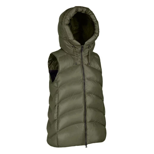 Bleyze Woman Hooded Vest in Grape Leaf Color, Crafted from Lacquered Fabric with Recycled Lining and Padding, Perfect for City Living - Size 48 - Bleyze - Image 4