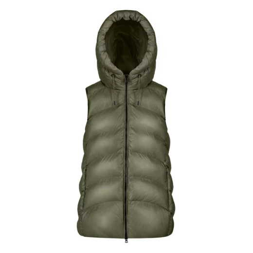 Bleyze Woman Hooded Vest Grape Leaf Lacquered Fabric Recycled Lining and Padding Size 40 Contemporary City Style Perfect for Urban Living - Bleyze - Image 7