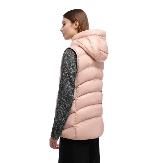 Bleyze Woman Hooded Vest Rose 38 Lacquered Fabric Recycled Lining - Geox - Image 10