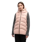 Bleyze Woman Hooded Vest Rose 38 Lacquered Fabric Recycled Lining - Geox