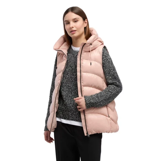 Bleyze Woman Hooded Vest Rose 38 Lacquered Fabric Recycled Lining - Geox - Image 3